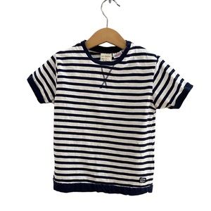 Zara Baby Boy Boxy Navy Blue & White Stripes You Rock T-Shirt size 2-3 (98 cm)